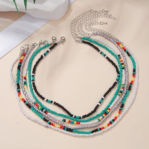 Bohemian Colorful Seed Bead Multi-layer Necklace Choker Ethnic Vintage Style Hand-beaded For Women Daily