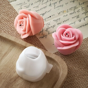 3D rose flower silicone mold for handmade candles with detailed layered petal texture