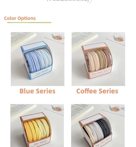 Detail of high elasticity candy colored hair tie set in various aesthetic color palettes