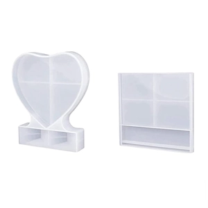 Stampi in silicone per resina con cornici a cuore e rettangolari e basi di supporto