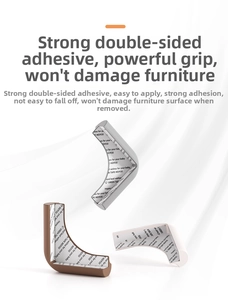 Detailed view of L-shaped silicone corner guards with pre-applied adhesive tape in three colors