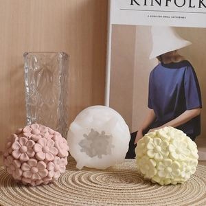 Floral petal ball silicone mold set for DIY handmade scented candles and soap crafts