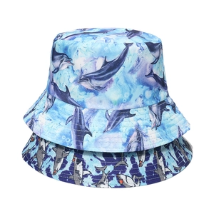 Ocean Animal Print Bucket Hat Polyester Sun Protection Outdoor Beach Casual Fisherman Cap For Men Women