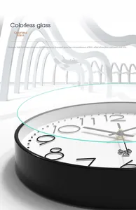 Close-up of high-transparency glass cover on minimalist wall clock with 92% light rate