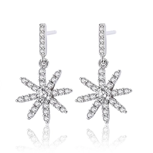 Dangle Earrings S999 Pure Silver Snowflake Star Zircon Paved Elegant Fashion Jewelry For Women