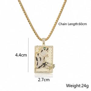 Detailed size specifications for 18K gold plated leopard pendant necklace with dimensions