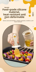 Detail of high temperature resistant silicone oil brush with a cute duck handle