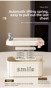 Detail of the automatic lifting mechanism with double springs inside the cream tissue box