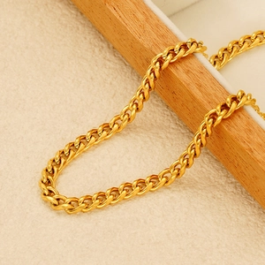 Classic Simple 18K Gold Plated Stainless Steel Cuban Link Chain Necklace Fashion Jewelry For Women And Men Ins Style