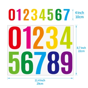 Detail of 4-inch colorful waterproof number stickers showing full 0-9 sequence for mailboxes