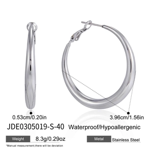 Detailed dimensions of 3.96cm diameter waterproof stainless steel hoop earrings for women