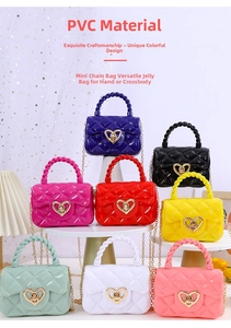 Detailed collection of mini jelly bags in multiple colors with heart-shaped metal clasps