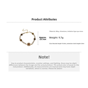 Détails du bracelet perlé avec œil de tigre, perles et dimensions précises