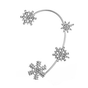 Sparkling silver snowflake ear cuff for women with brilliant pavé crystals in a luxury design