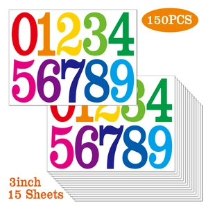 Lot de 150 autocollants chiffres colorés de 3 pouces en vinyle étanche pour école et bureau