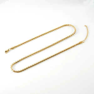 Minimalist 18K gold plated stainless steel S-link chain necklace with adjustable clasp