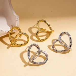 Orecchini A Lobo Cuore Lega Metallo 925 Argento Sterling Perno Orecchino Design Irregolare Gioielli Moda Per Donne