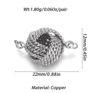 Detailed size specifications for silver copper twisted knot jewelry connectors