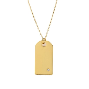 Collier minimaliste en acier inoxydable doré avec pendentif rectangle et cristal brillant