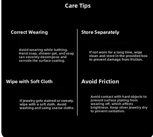 Detailed care instructions for S925 silver jewelry and plated surface maintenance guide