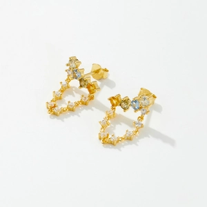 Elegant S925 sterling silver stud earrings featuring colorful gemstones and gold plating