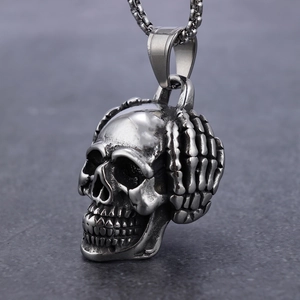 Stainless Steel Skull Pendant Necklace Hip Hop Punk Gothic Style Jewelry For Men And Women Polished Retro Look