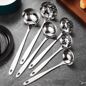 Stainless Steel Soup Ladle And Slotted Spoon Long Handle Hot Pot Skimmer Spoon Mirror Polished Kitchen Cooking Tool