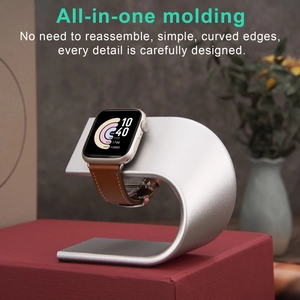 Aluminum Alloy Charging Stand For Apple Watch Modern C Shaped Desktop Bracket Stable Metal Base With Cable Management