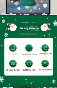Detail of Christmas tree static stickers with double-sided printing and HD patterns