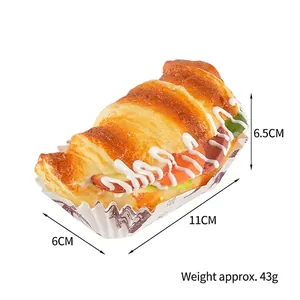 Realistic PU artificial croissant sandwich model with ham and lettuce for prop display