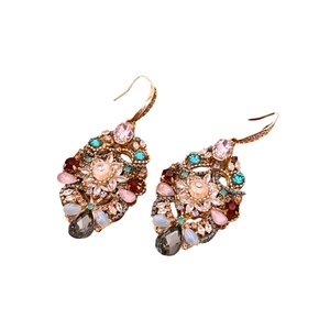 Retro butterfly waterdrop earrings with colorful zircon stones in gold vintage style