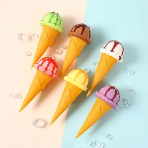 Realistic Simulation Ice Cream Cone Fridge Magnet PU Vinyl Colorful Kitchen Refrigerator Decoration Magnetic Dessert Model