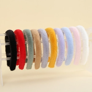 Soft Plush Headband Faux Rabbit Fur Fluffy Solid Candy Color Sweet Winter Hair Hoop For Women Girls Accessory
