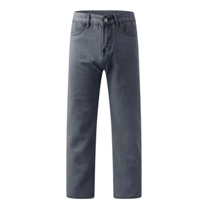 Vintage-Denim-Jeans mit weitem Bein in Dunkelgrau und klassischem geradem Schnitt für Damen
