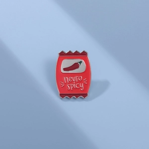Neuro Spicy Funny Chili Snack Bag Enamel Pin Alloy Cartoon Brooch Badge For Clothing Bags Decorative Jewelry Gift For Unisex