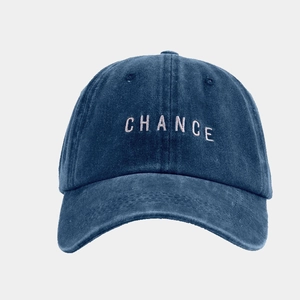 Vintage dunkelblaue Kappe aus Cord mit CHANCE Stickerei für Herren und Damen