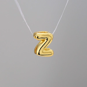 3D bubble letter Z pendant in gold finish with a high-polished mirror surface