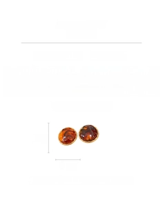 Detailed view of amber resin round earrings with alloy frame and 2.2cm size specifications