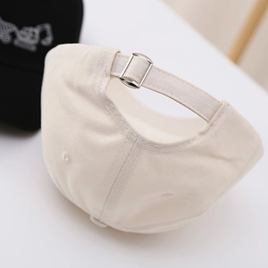 Cream kids excavator baseball cap with adjustable metal buckle back view for sun protection