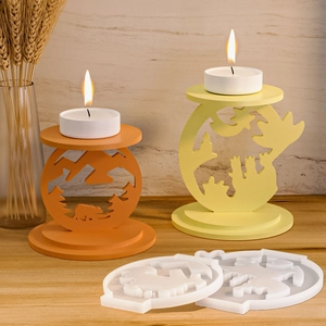 DIY silicone molds for forest-themed candle holders with 3D animal and nature motifs
