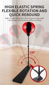 Detail of adjustable kids boxing speed ball with 150-degree swing and high-strength spring