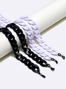 Black and light purple acrylic chain eyeglass cords with non-slip rubber loops