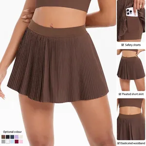 Jupe-culotte de Tennis Plissée pour Femmes Taille Haute Sport Course Fitness Jupe Avec Poche Cachée Vêtement de Sport