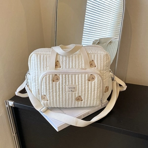 Sac À Dos À Langer Matelassé Grande Capacité Brodé Ours Tulipe Poussette Organisateur De Voyage Pour Maman Bébé Multifonction