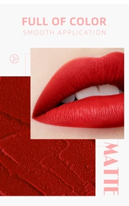 Macro texture of matte red velvet lipstick showing smooth application and high color payoff