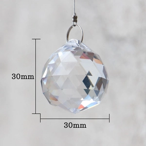 Faceted 30mm crystal ball pendant with metal ring for DIY lighting and home decoration