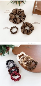 Detailed comparison of PU leather scrunchies in 1.5cm, 4cm, and 6cm widths and colors