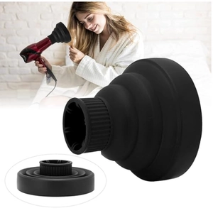 Collapsible black silicone hair dryer diffuser for curly hair styling and hair drying