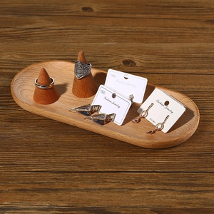 Beechwood Oval Jewelry Display Tray Solid Wood Ring Holder Earring Organizer Desktop Storage Plate Nordic Style