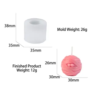 Maße der Silikonform für Mumienkerzen mit 38x35x35mm Größe und Gewichtsangaben